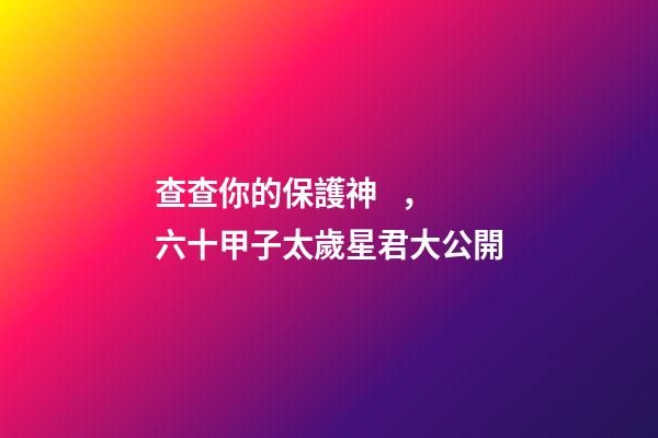 查查你的保護神，六十甲子太歲星君大公開
